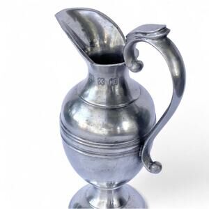 John Somers Vintage Pewter Pitcher Ornate Oil Jug Server Bud Vase Made In Brazil